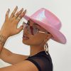 Accessories * | Princess Polly Own The Night Shimmer Cowboy Hat Pink