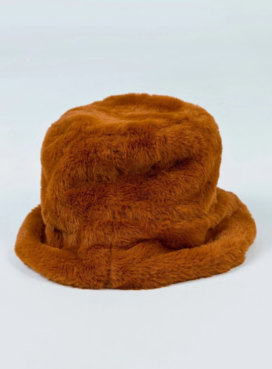 Accessories * | Princess Polly Theo Plush Bucket Hat Brown