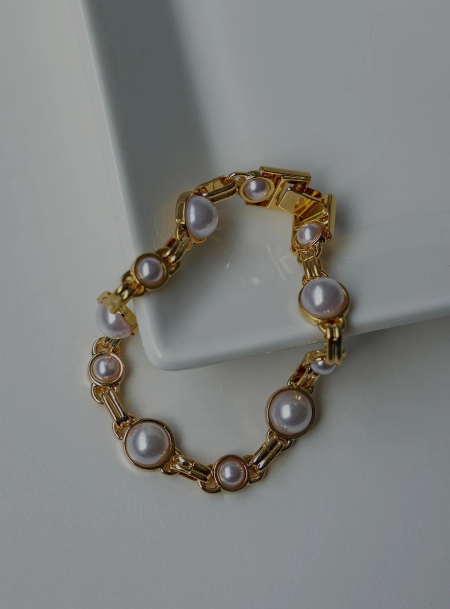 Accessories * | Princess Polly Lower Impact Delphina Pearl Bracelet Gold