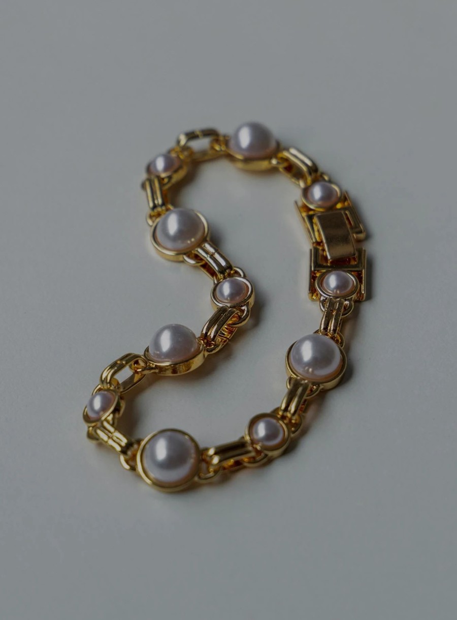 Accessories * | Princess Polly Lower Impact Delphina Pearl Bracelet Gold