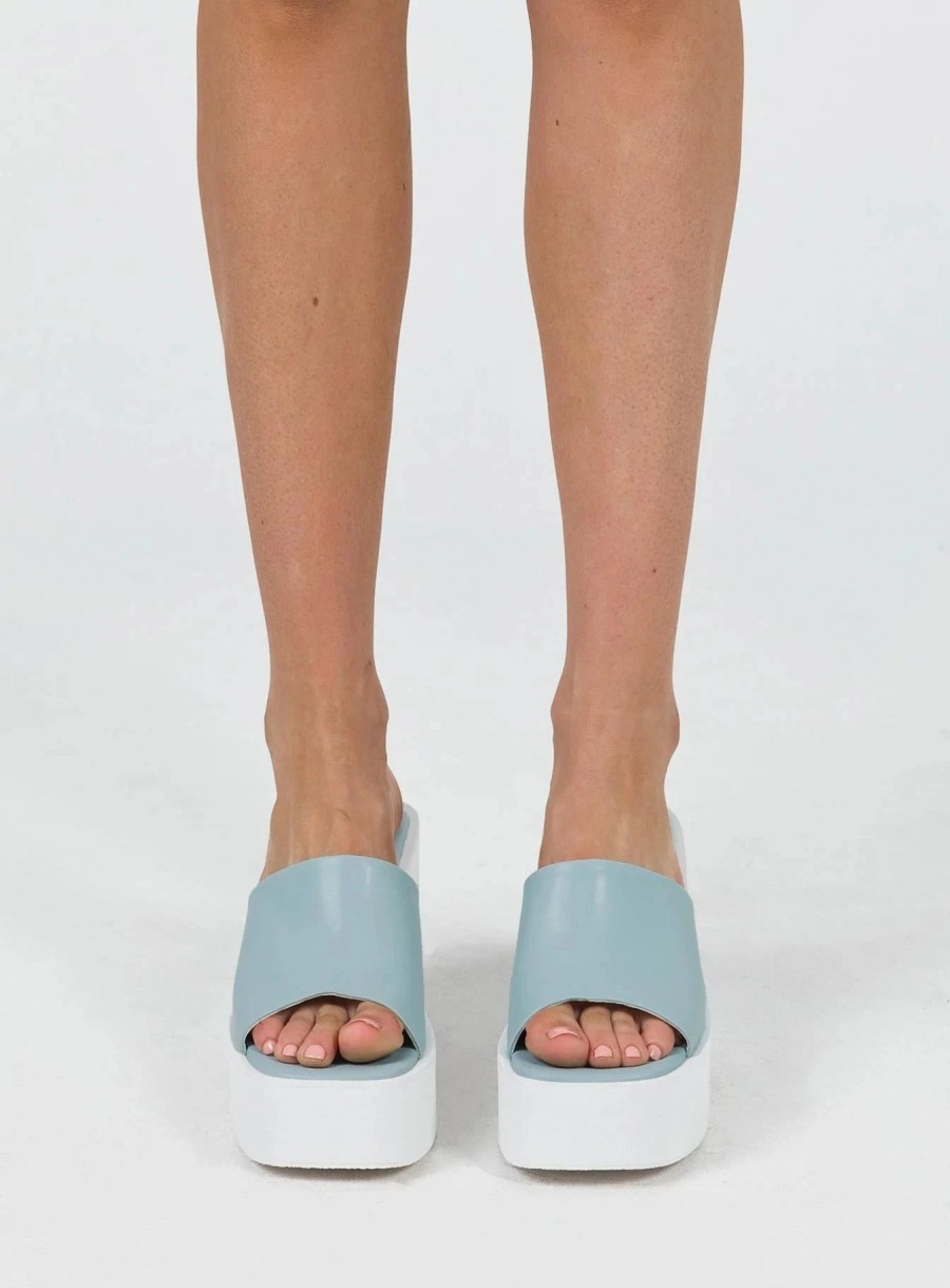 Shoes * | Princess Polly Lower Impact Beaufort Platform Heels White / Blue