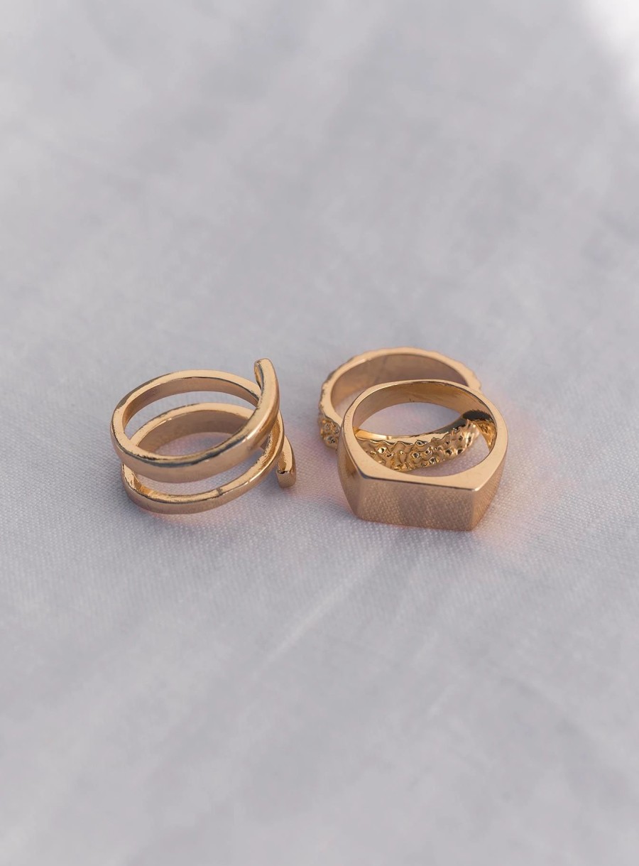 Accessories * | Princess Polly Lower Impact Allman Ring Pack Gold