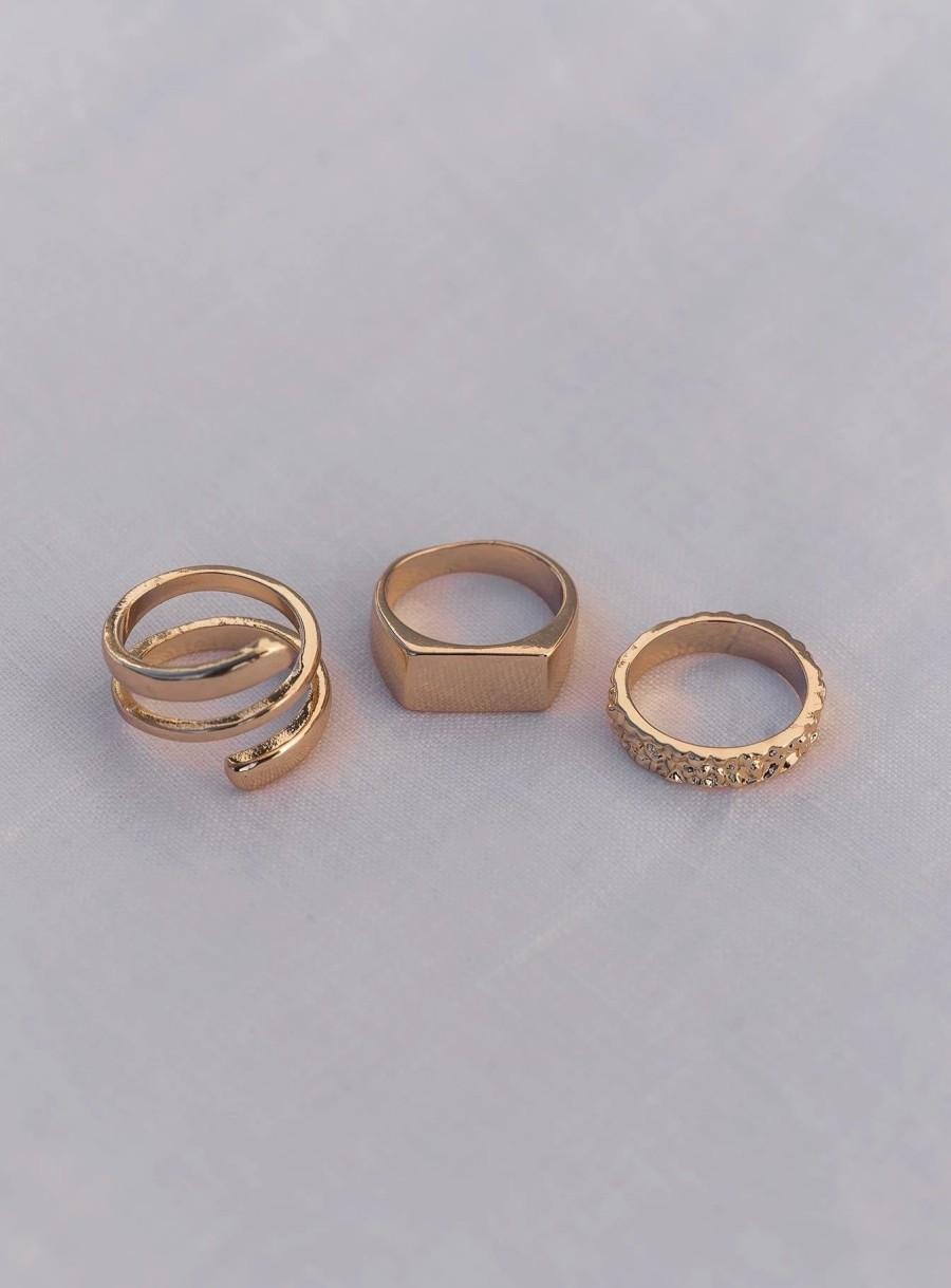 Accessories * | Princess Polly Lower Impact Allman Ring Pack Gold