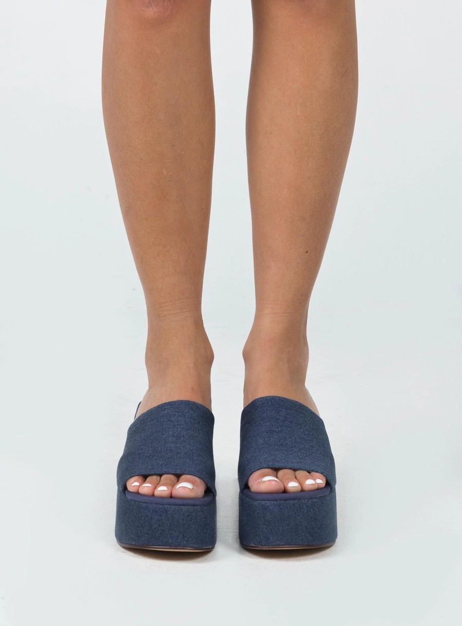 Shoes * | Princess Polly Broca Platform Sandal Dark Denim