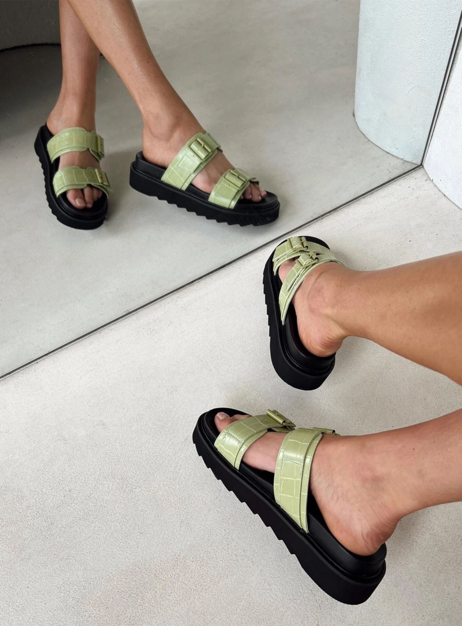 Shoes * | Princess Polly Ma Belle Sandals Matcha Croc Green