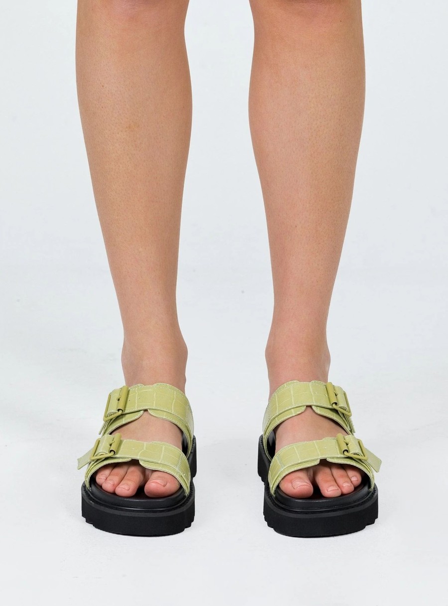 Shoes * | Princess Polly Ma Belle Sandals Matcha Croc Green