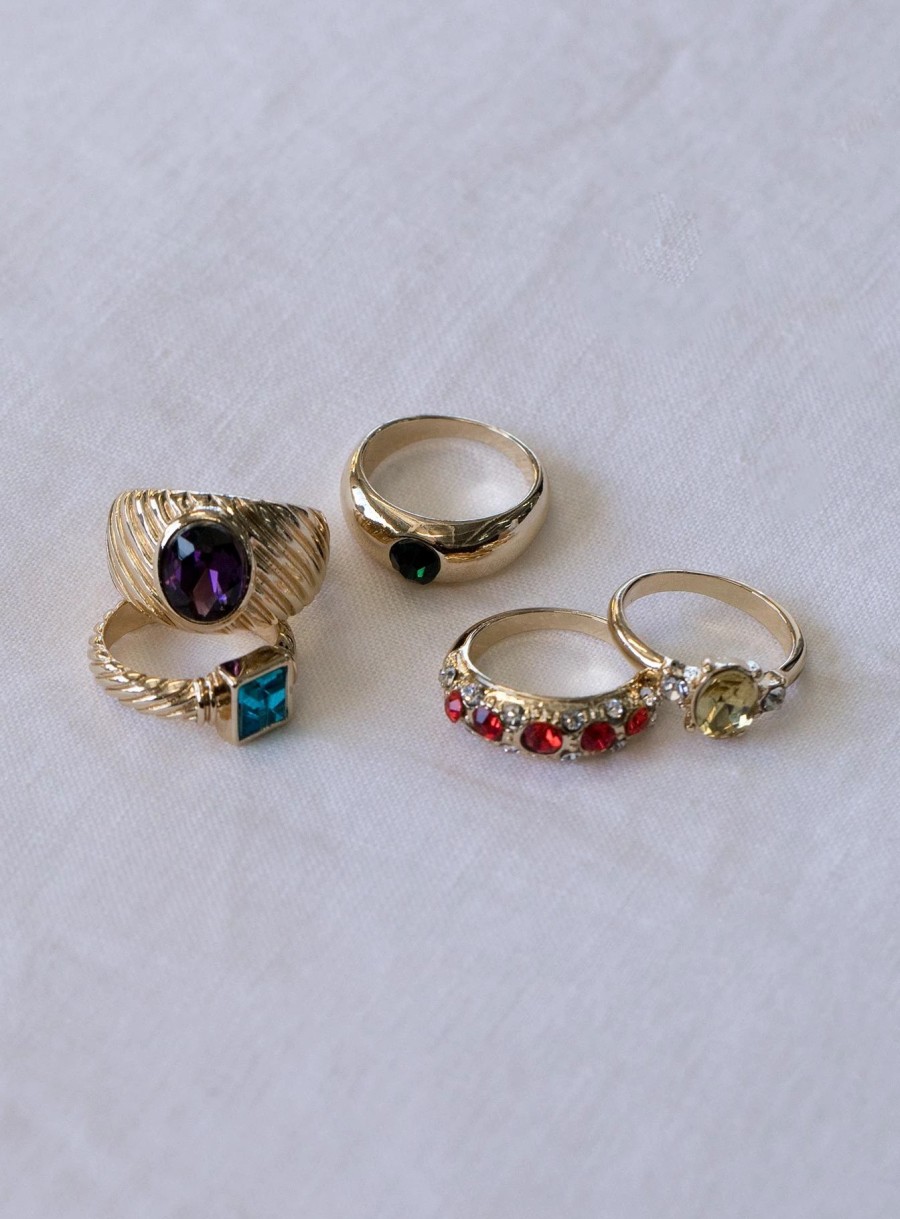 Accessories * | Princess Polly Lower Impact Saint Clair Ring Pack / Multi Gold