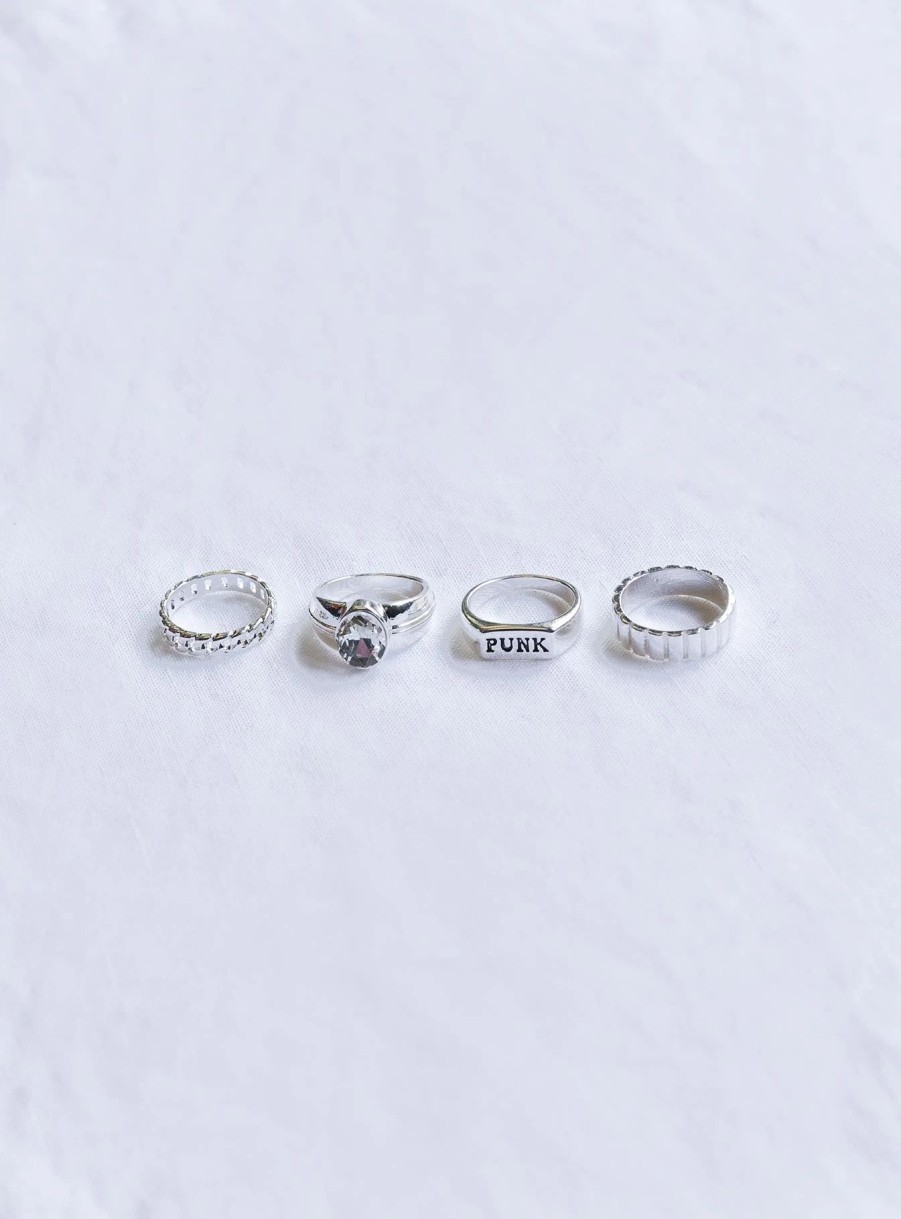 Accessories * | Princess Polly Lower Impact Hutton Ring Pack Silver