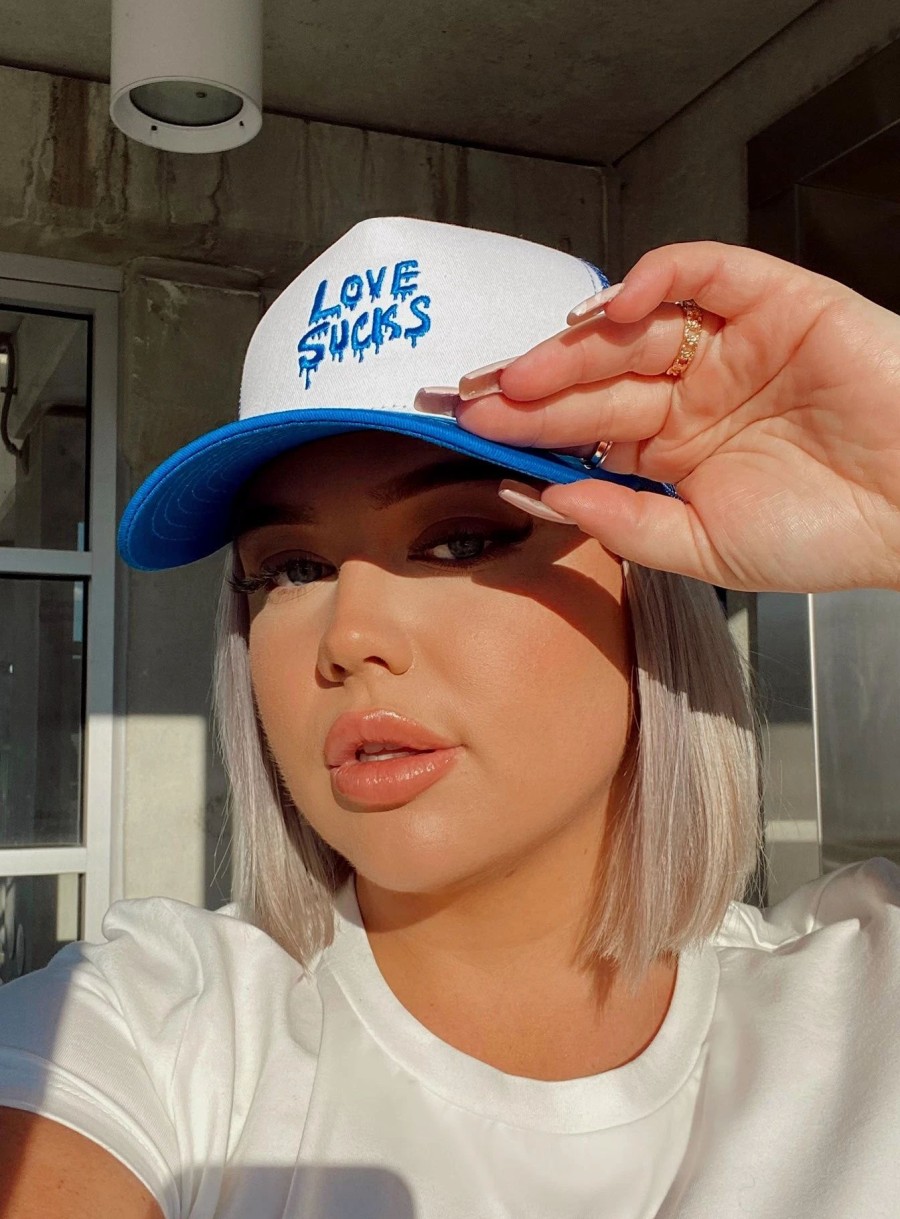 Accessories * | Princess Polly Love Sucks Trucker Hat Blue