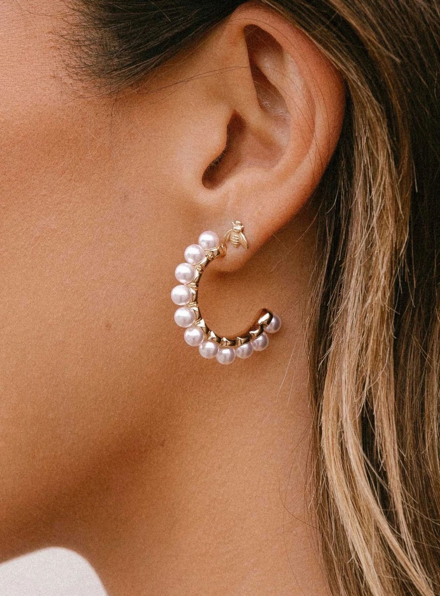 Accessories * | Princess Polly Pappas Pearl Earrings White