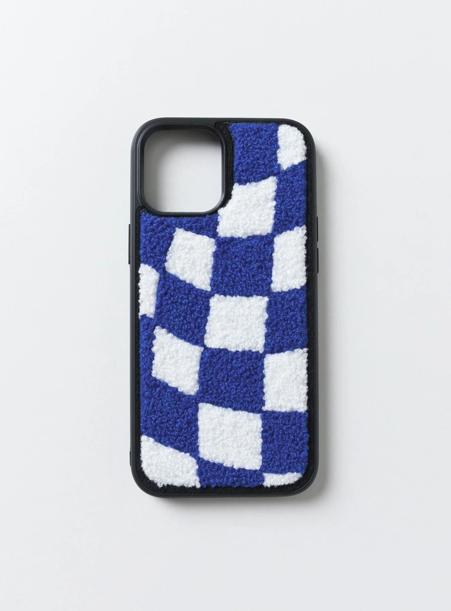 Accessories * | Princess Polly Avenue Check Textured Iphone Case / White Blue