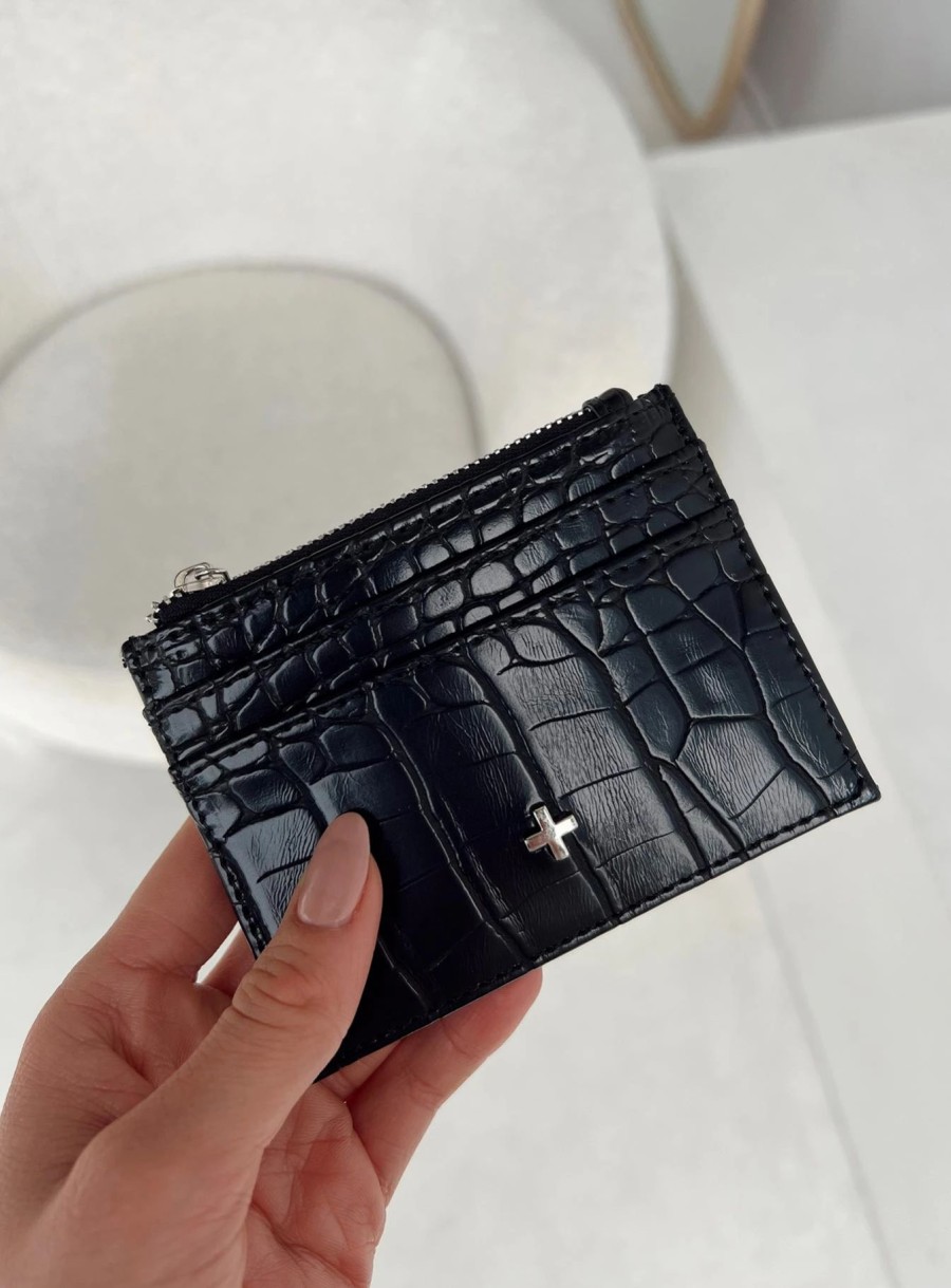 Accessories * | Peta And Jain Peta & Jain Ivy Croc Coin Purse Black