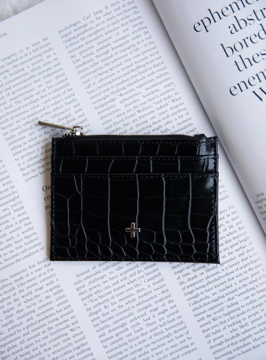 Accessories * | Peta And Jain Peta & Jain Ivy Croc Coin Purse Black