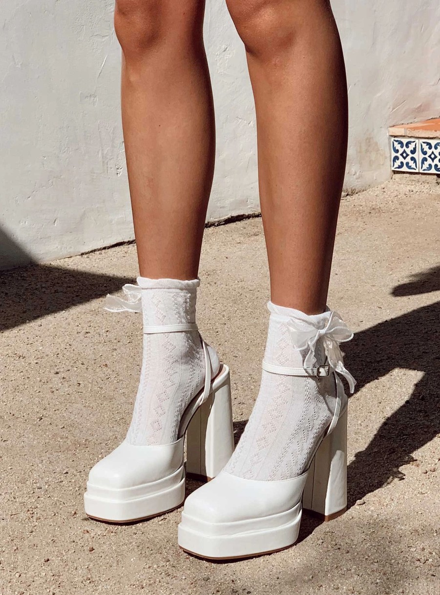 Shoes * | Princess Polly Alto Platform Heels Matte White