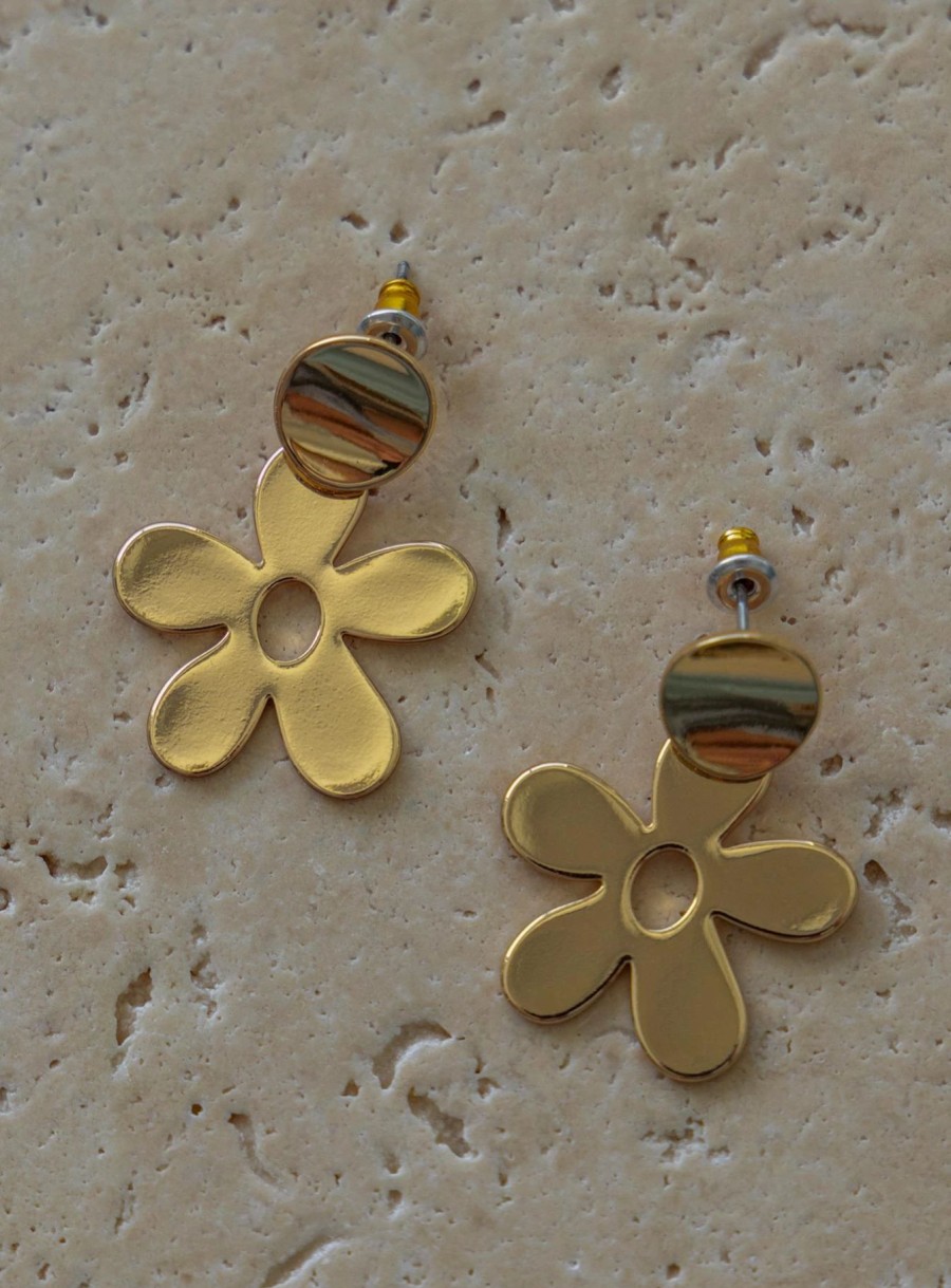 Accessories * | Princess Polly Huston Flower Earrings Gold