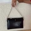 Accessories * | Peta And Jain Peta & Jain Quincy Crossbody Bag Black Croc / Gold Black / Gold