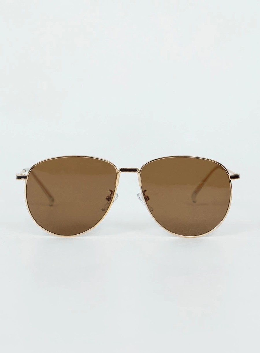 Accessories * | Princess Polly Mai Aviator Sunglasses Gold