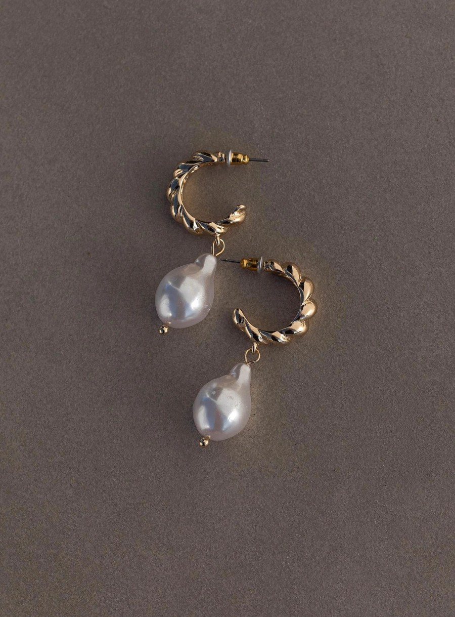 Accessories * | Princess Polly Jaxson Pearl Drop Earrings Gold