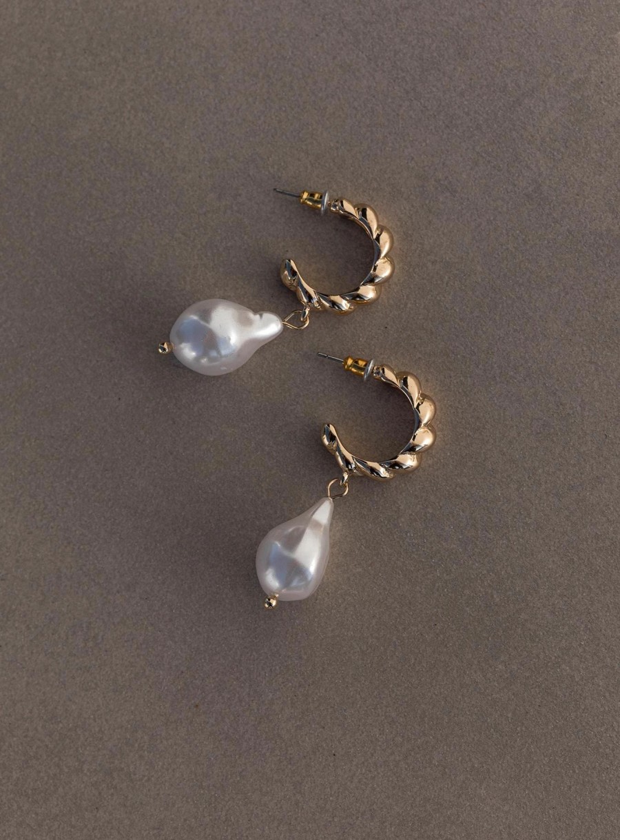 Accessories * | Princess Polly Jaxson Pearl Drop Earrings Gold