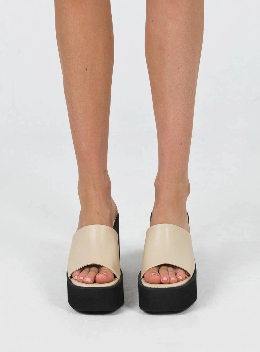 Shoes * | Princess Polly Lower Impact Beaufort Platform Heels / Beige Black