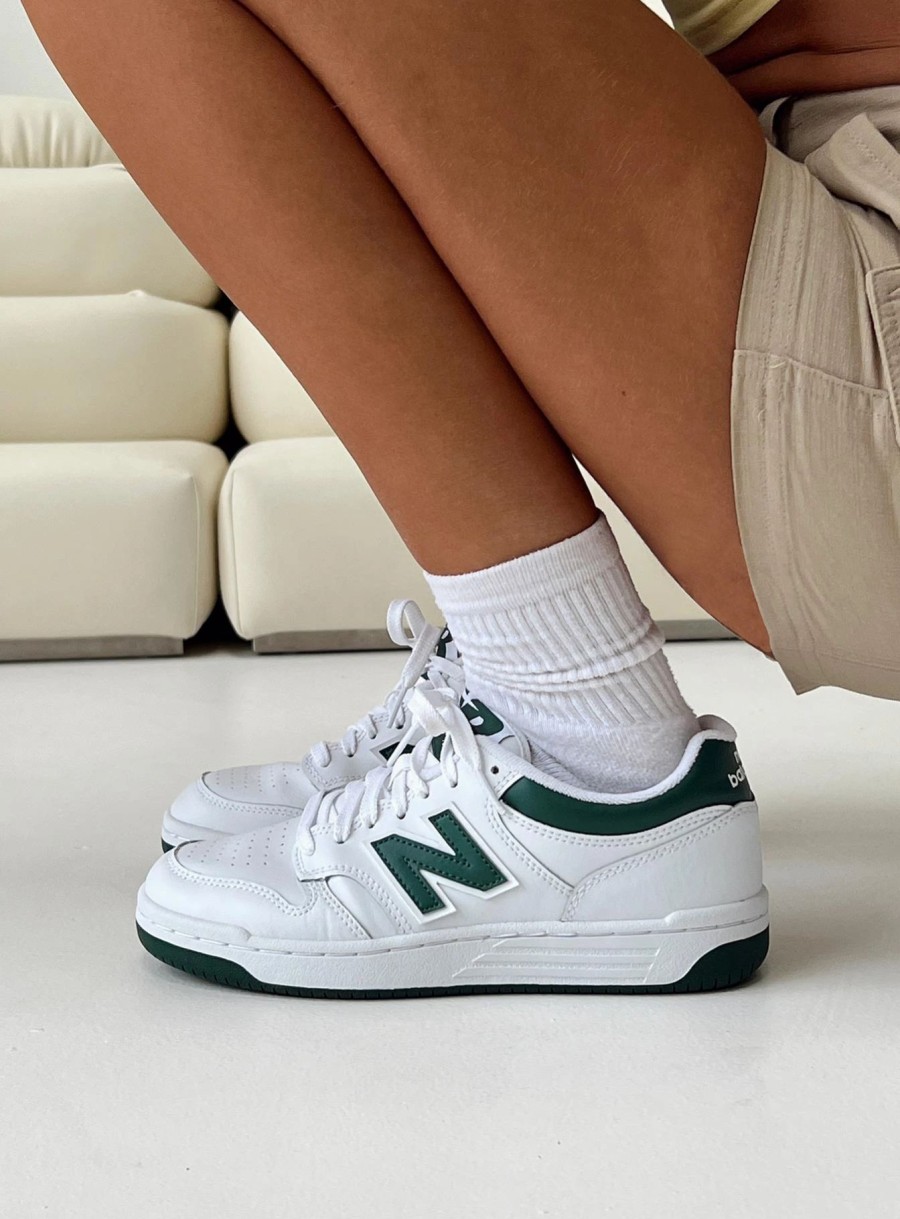 Shoes * | New Balance 480 White / Forest Green