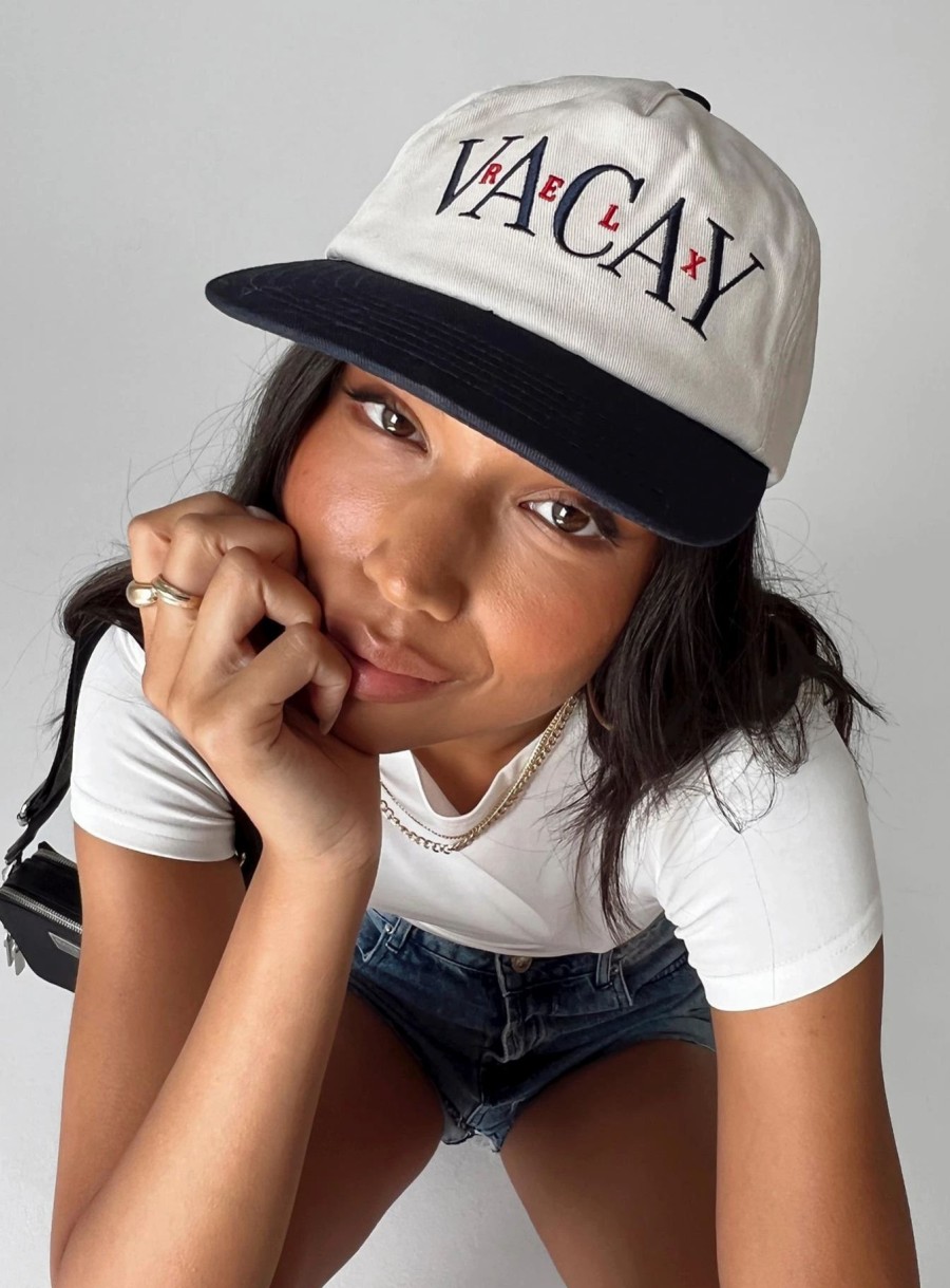 Accessories * | Princess Polly Vacay Hat / Navy Cream