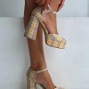 Shoes * | Princess Polly Chabert Platform Heels / Check Yellow