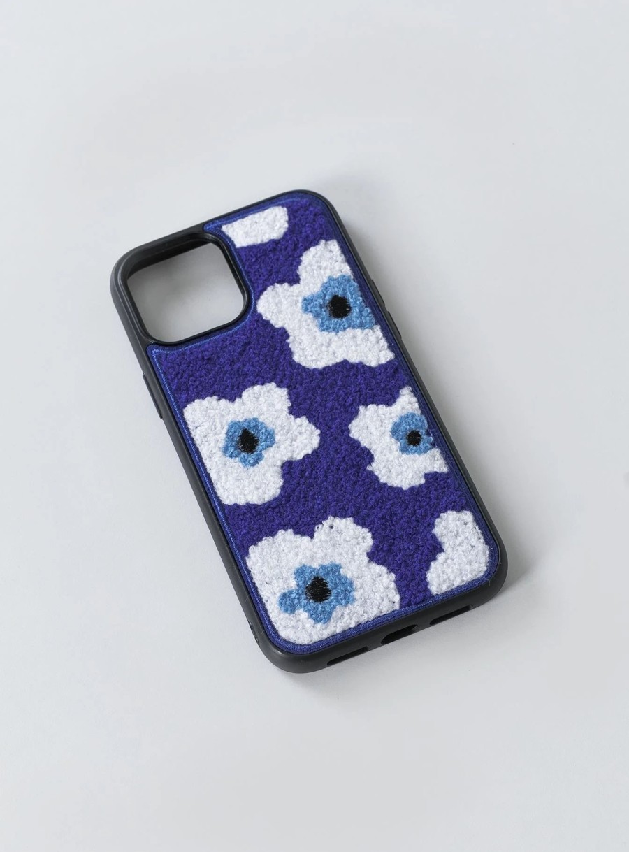 Accessories * | Princess Polly Azul Flower Textured Iphone Case Multi Blue