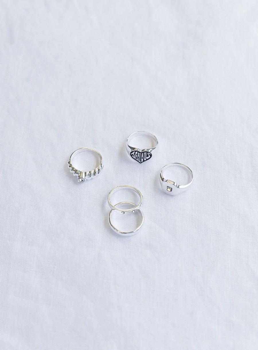 Accessories * | Princess Polly Lower Impact Jealous Ring Pack Silver