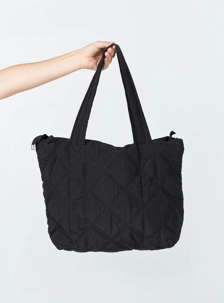 Accessories * | Princess Polly Jovie Nylon Quilted Tote Black