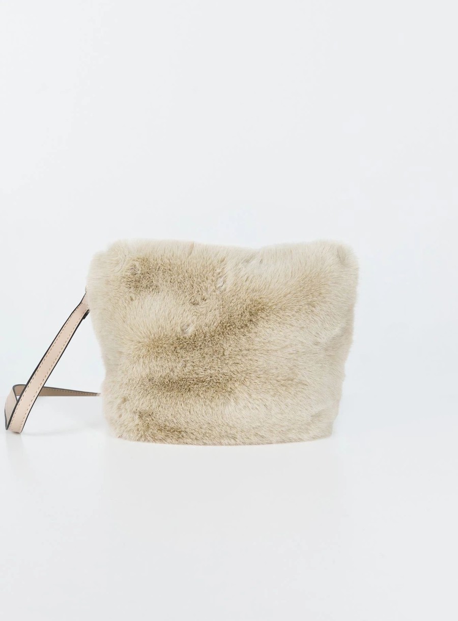 Accessories * | Princess Polly Frances Fluffy Shoulder Bag Beige