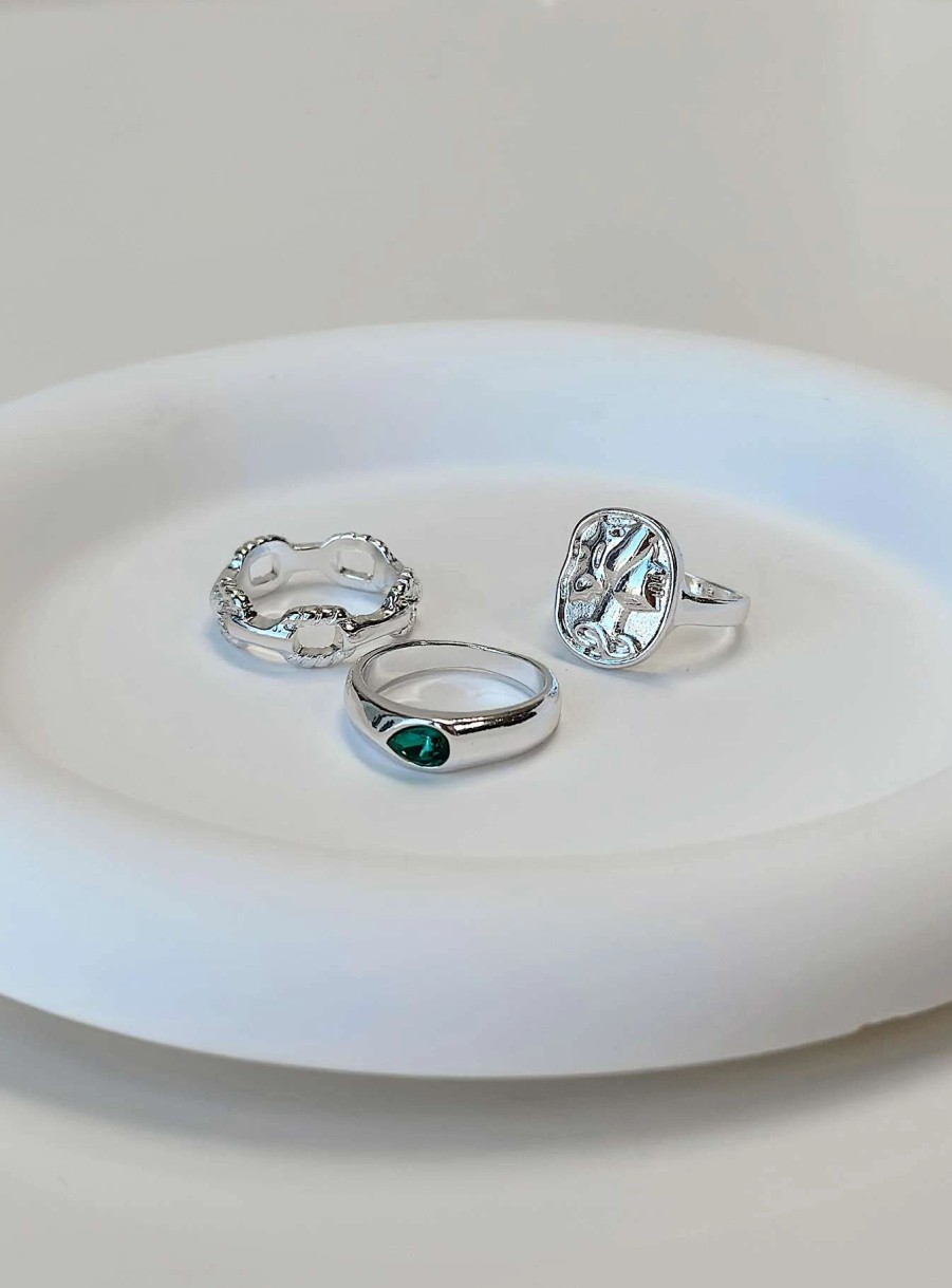 Accessories * | Princess Polly Lower Impact Turk Ring Pack Silver