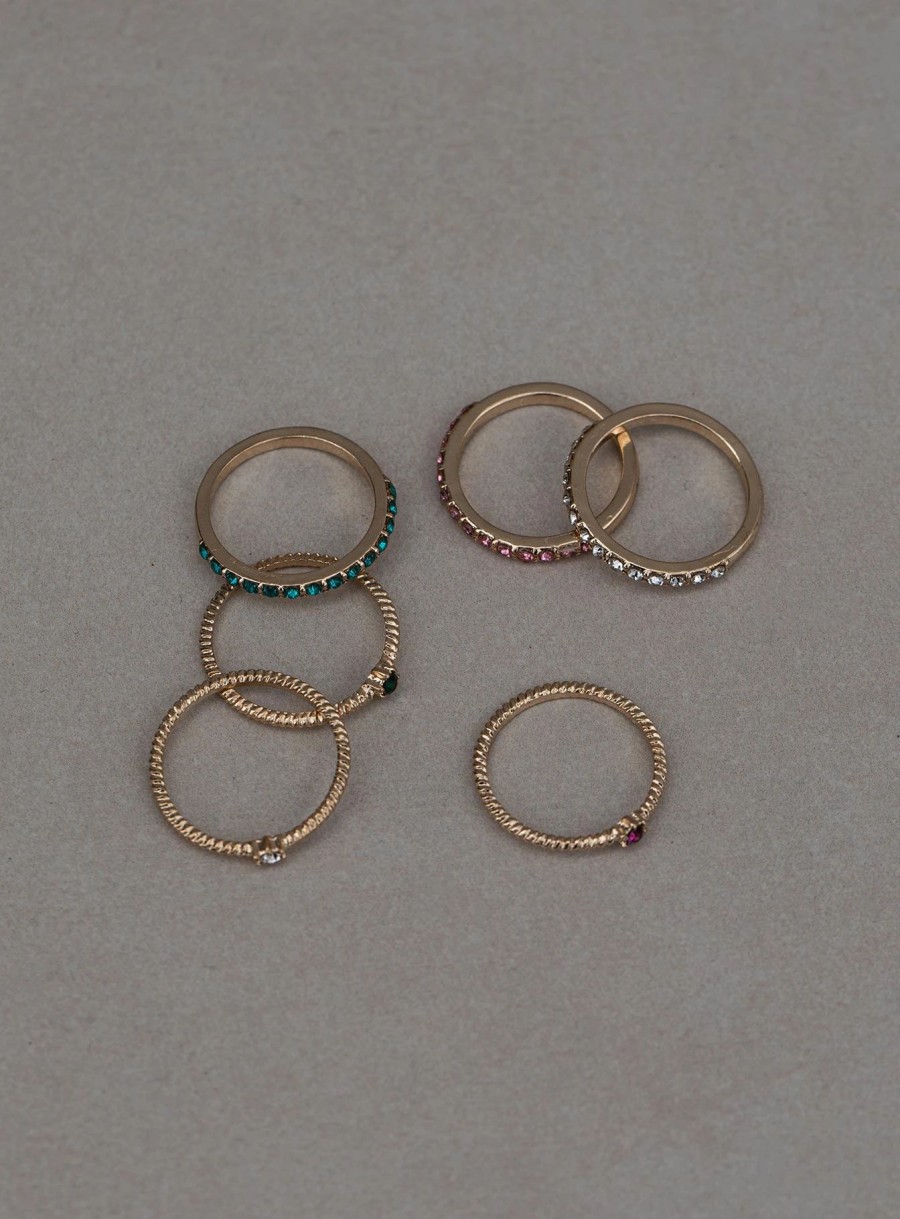 Accessories * | Princess Polly Lower Impact Wilton Ring Pack / Multi Gold