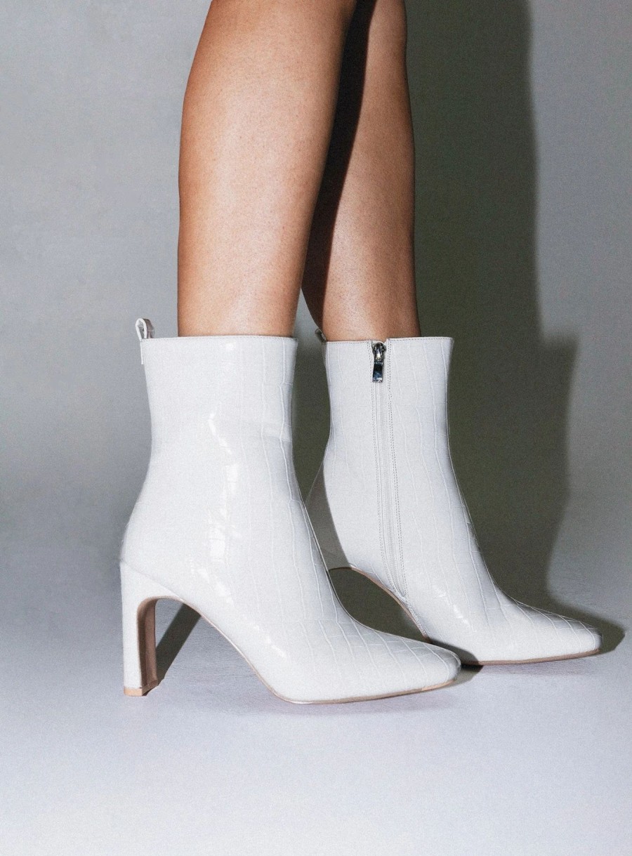 Shoes * | Princess Polly Thriller Boots Croc White