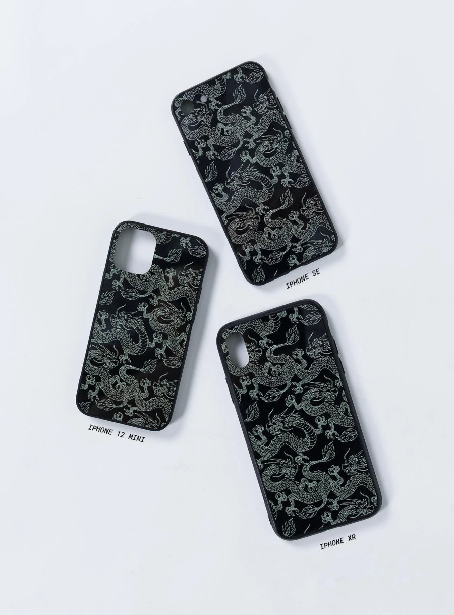 Accessories * | Princess Polly Dragon Vibes Iphone Case Black Black / Cream