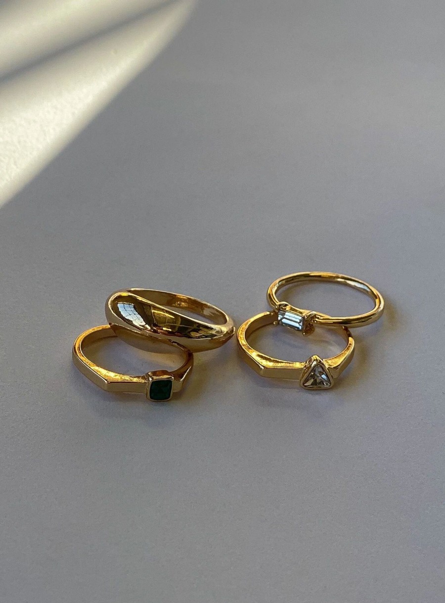 Accessories * | Princess Polly Lower Impact Ressler Ring Pack Gold