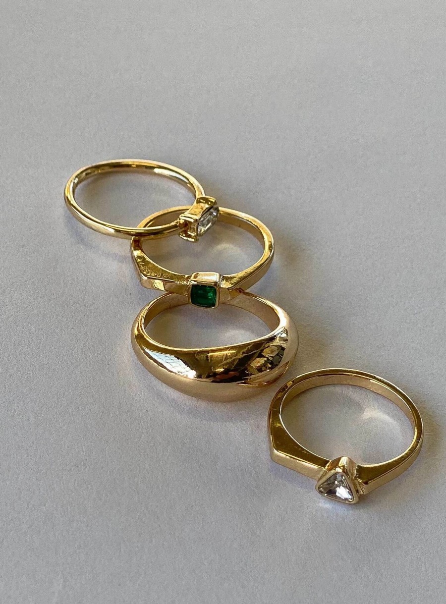 Accessories * | Princess Polly Lower Impact Ressler Ring Pack Gold