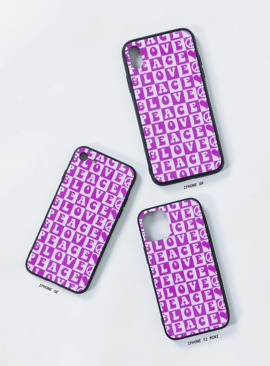 Accessories * | Princess Polly Peace And Love Iphone Case Purple / White