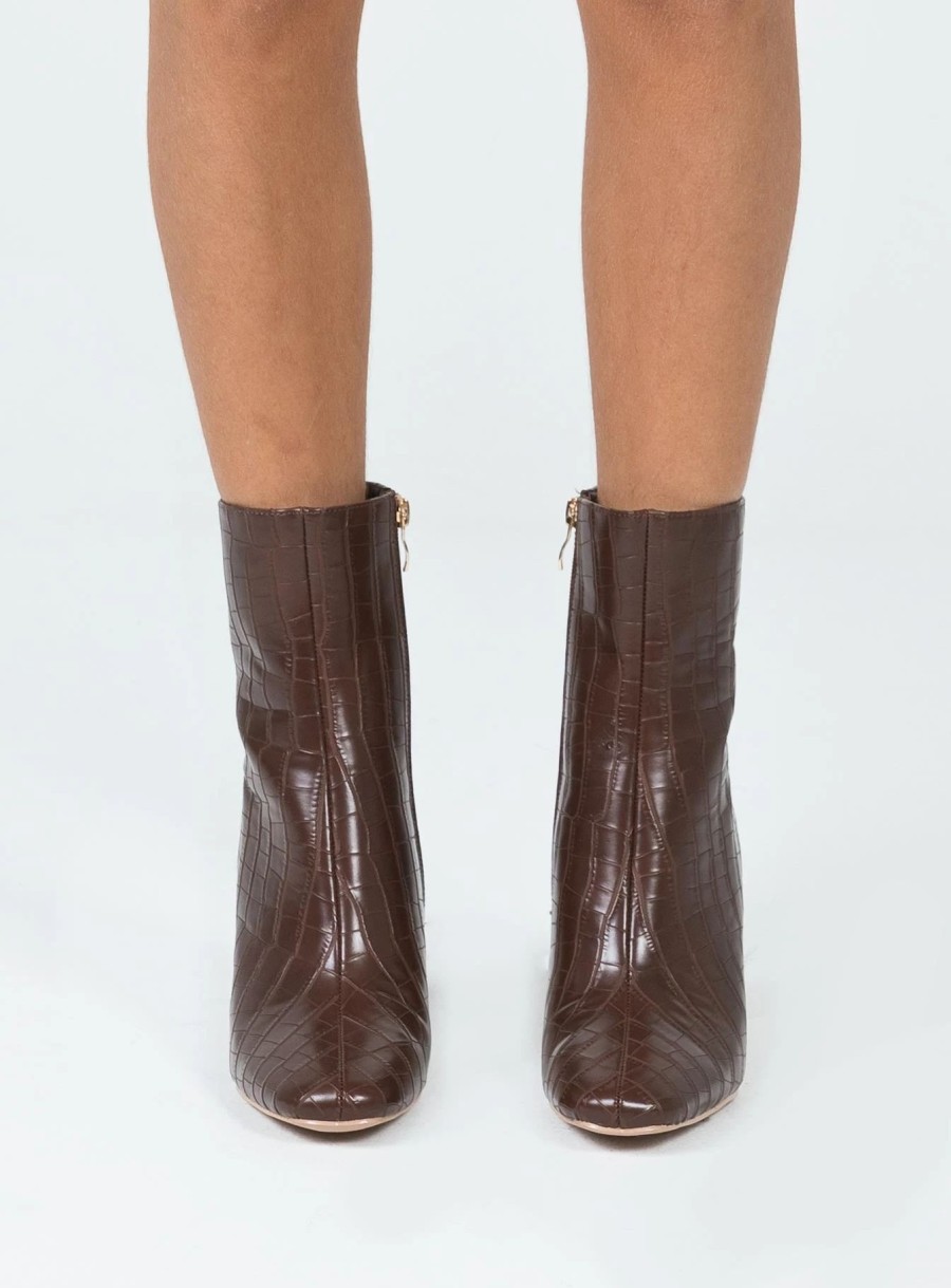 Shoes * | Princess Polly Thriller Boots Croc Brown