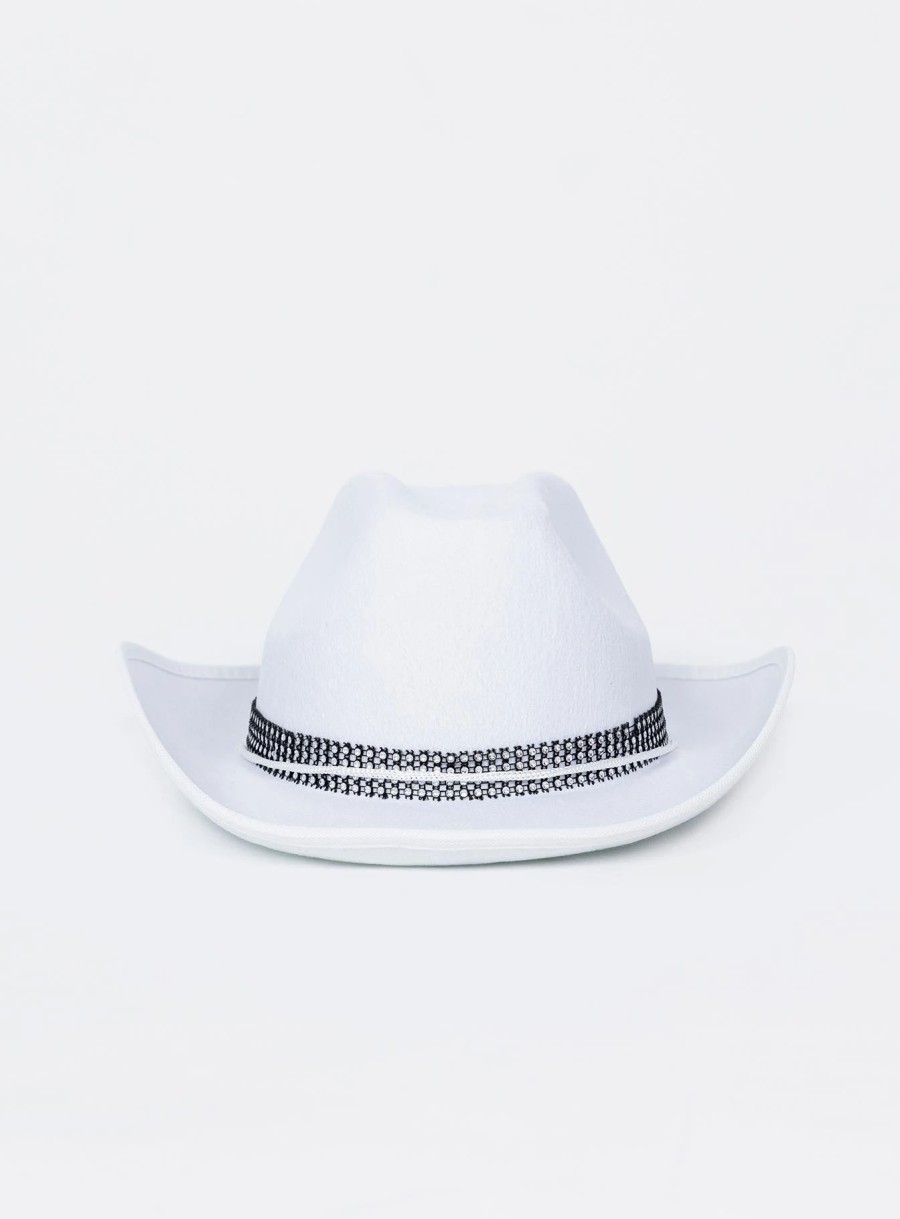 Accessories * | Princess Polly Rissell Rhinestone Cowboy Hat White