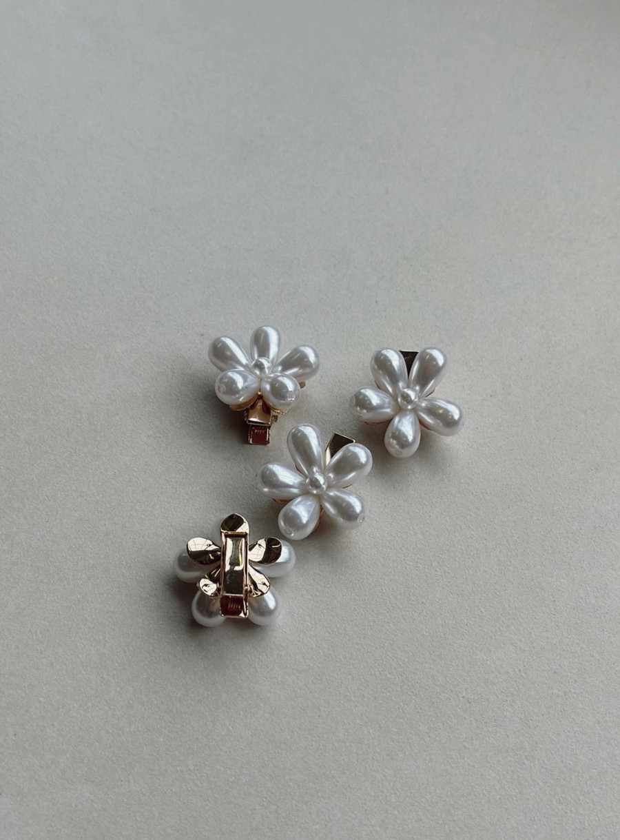 Accessories * | Princess Polly Satria Hair Clip Pack Pearl White