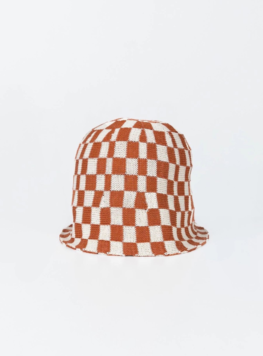 Accessories * | Princess Polly Tilo Check Bucket Hat Brown