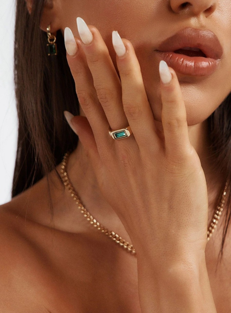 Accessories * | Princess Polly Eternal Gold Plated Ring Gold / Green