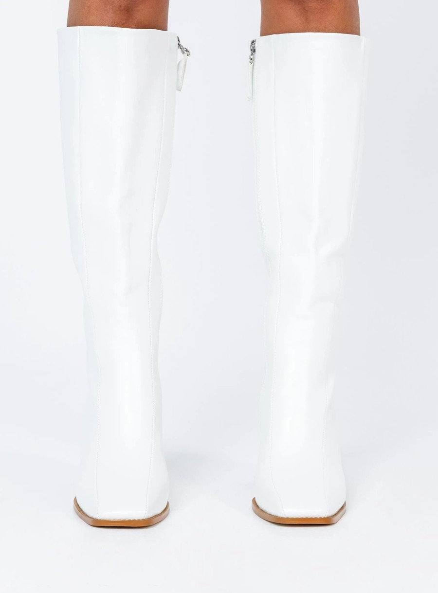 Shoes * | Princess Polly Jessa Boots Matte Pu White