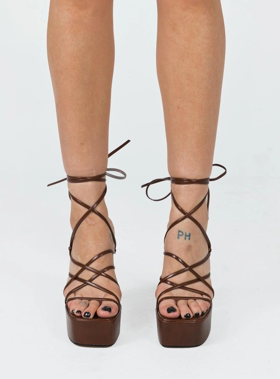 Shoes * | Princess Polly Amato Platform Heels Brown