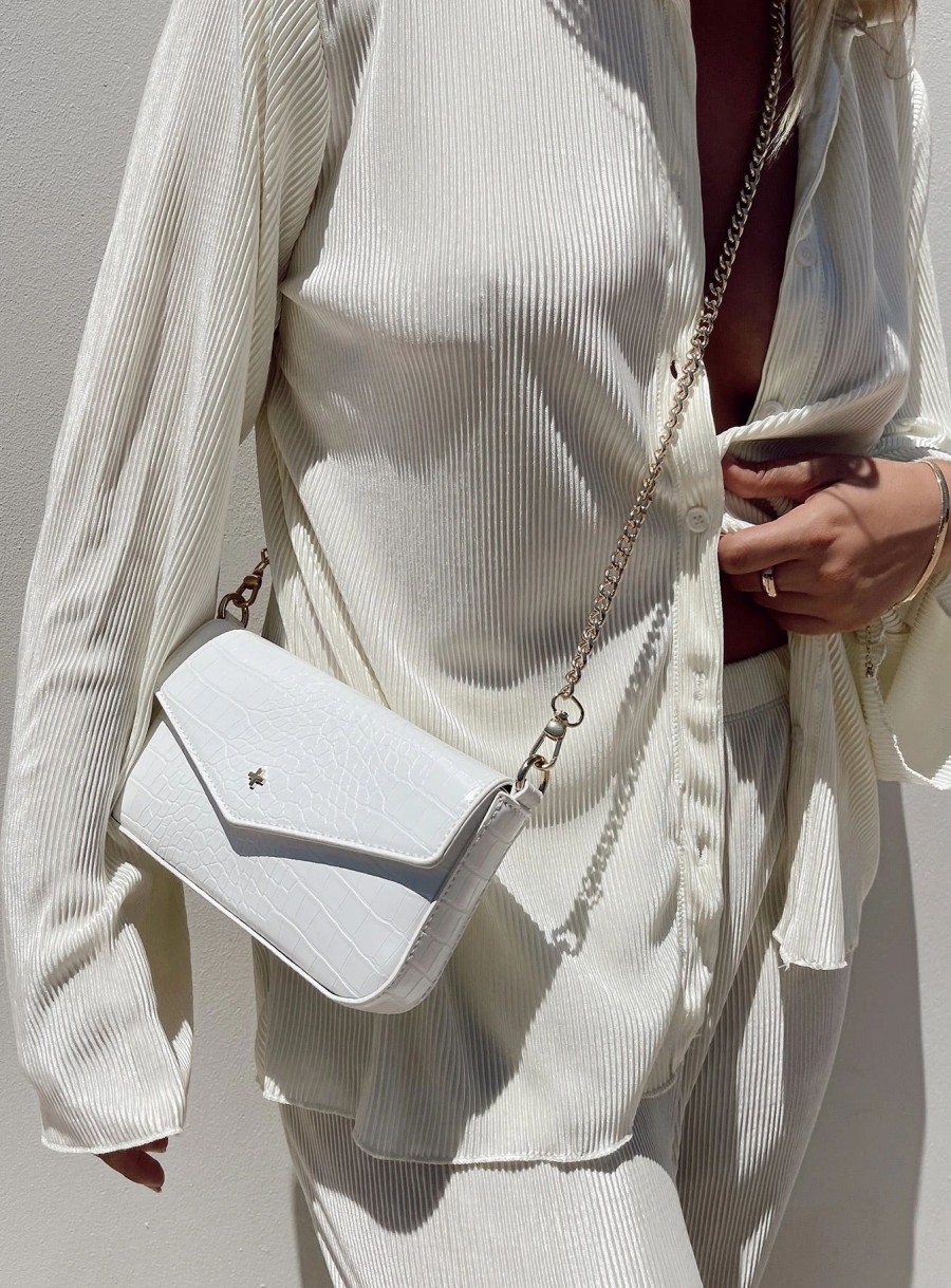 Accessories * | Peta And Jain Peta & Jain Munroe Crossbody Bag White Croc