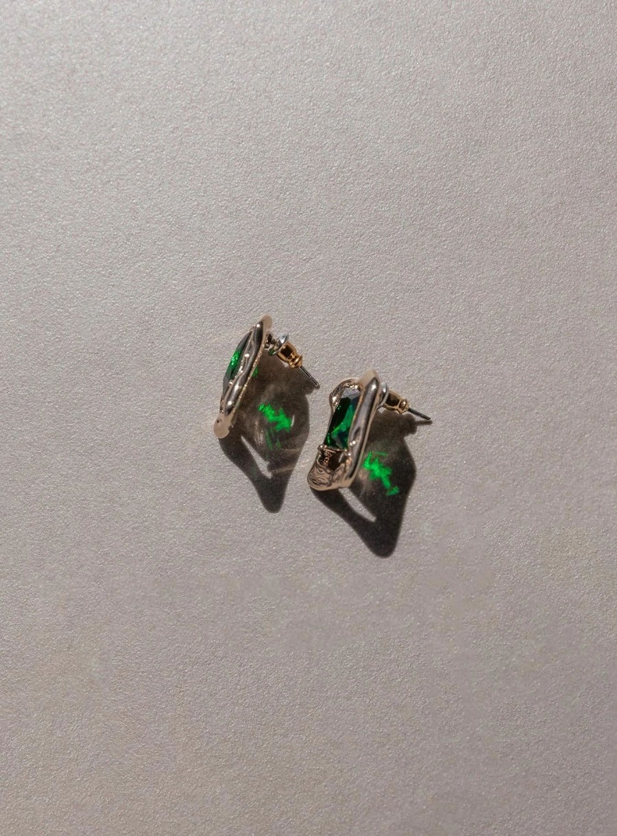 Accessories * | Princess Polly Bauer Earrings / Green Gold