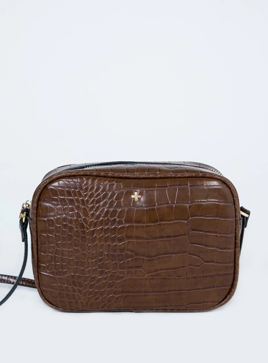 Accessories * | Peta And Jain Peta & Jain Gracie Shoulder Bag Croc Chocolate