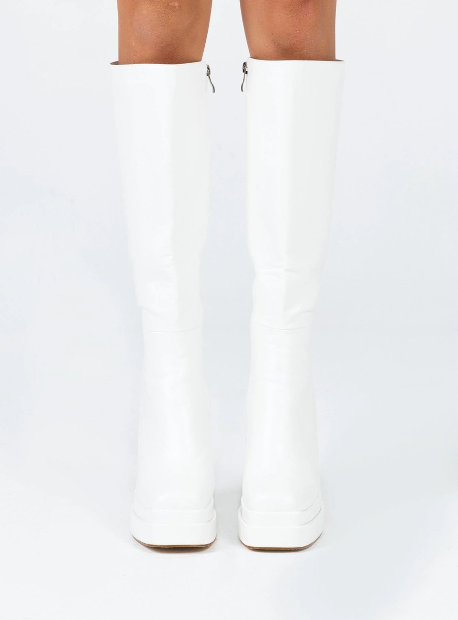 Shoes * | Princess Polly Grande Platform Boots White