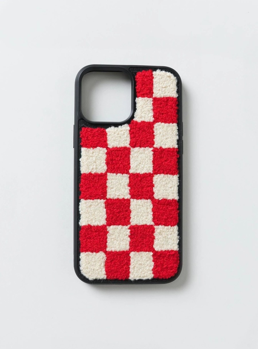 Accessories * | Princess Polly Delano Check Textu Iphone Case Red